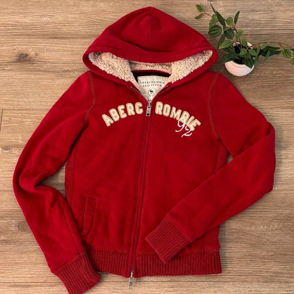 ABERCROMBIE & FITCH FAUX SHERPA LINED JACKET, SIZE LARGE